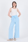 Kadın Pantolon-Bebe Mavi %100 Pamuk Müslin Palazzo/Bol Paça Pantolon 8056A-rulem