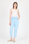 Kadın Pantolon-Bebe Mavi Müslin %100 Pamuk Beli Lastikli Pantolon 8055A-rulem