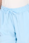 Kadın Pantolon-Bebe Mavi Müslin %100 Pamuk Beli Lastikli Pantolon 8055A-rulem