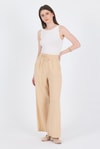 Kadın Pantolon-Bej  %100 Pamuk Müslin Palazzo/Bol Paça Pantolon 8056A-rulem