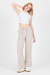 Kadın Pantolon-Bej Pamuklu Bel Lastikli Wide Leg/Bol Paça Pantolon 4754A-rulem