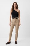 Kadın Pantolon-Bel V Kesim Kemerli Pantolon 8404A Camel -rulem