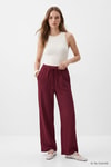 Kadın Pantolon-Bol Paça Pantolon 8612A Bordo -rulem