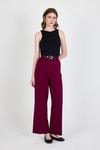 Kadın Pantolon-Bordo Pile Detaylı Palazzo Pantolon 4003A-rulem