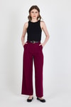 Kadın Pantolon-Bordo Pile Detaylı Palazzo Pantolon 4003A-rulem