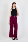 Kadın Pantolon-Bordo Pile Detaylı Palazzo Pantolon 4003A-rulem