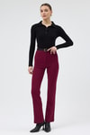 Kadın Pantolon-Bordo Straight/Düz Kesim Yüksek Bel Nervür Dikişli Örme Pantolon TCR-6873A-rulem