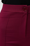 Kadın Pantolon-Bordo Straight/Düz Kesim Yüksek Bel Nervür Dikişli Örme Pantolon TCR-6873A-rulem