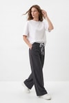Kadın Pantolon-Cep Detaylı Geniş Pantolon 8602A Füme -rulem