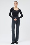 Kadın Pantolon-Füme Straight/Düz Kesim Yüksek Bel Nervür Dikişli Örme Pantolon TCR-6873A-rulem