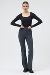 Kadın Pantolon-Füme Straight/Düz Kesim Yüksek Bel Nervür Dikişli Örme Pantolon TCR-6873A-rulem