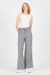 Kadın Pantolon-Gri Pamuklu Bel Lastikli Wide Leg/Bol Paça Pantolon 4754A-rulem