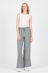 Kadın Pantolon-Gri Pamuklu Bel Lastikli Wide Leg/Bol Paça Pantolon 4754A-rulem