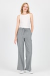 Kadın Pantolon-Gri Pamuklu Bel Lastikli Wide Leg/Bol Paça Pantolon 4754A-rulem