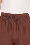 Kadın Pantolon-Kahve Pamuklu Bel Lastikli Wide Leg/Bol Paça Pantolon 4754A-rulem