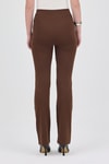 Kadın Pantolon-Kahve Straight/Düz Kesim Yüksek Bel Nervür Dikişli Örme Pantolon TCR-6873A-rulem