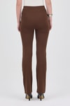 Kadın Pantolon-Kahve Straight/Düz Kesim Yüksek Bel Nervür Dikişli Örme Pantolon TCR-6873A-rulem