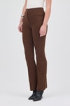 Kadın Pantolon-Kahve Straight/Düz Kesim Yüksek Bel Nervür Dikişli Örme Pantolon TCR-6873A-rulem