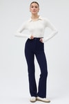 Kadın Pantolon-Laci Straight/Düz Kesim Yüksek Bel Nervür Dikişli Örme Pantolon TCR-6873A-rulem