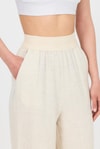 Kadın Pantolon-Natural Bel Lastikli Müslin Keten Bol Paça Pantolon 4719A-rulem