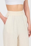 Kadın Pantolon-Natural Bel Lastikli Müslin Keten Bol Paça Pantolon 4719A-rulem