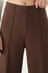 Kadın Pantolon-Ön Çimalı Yüksek Bel Pantolon 8303A Kahve -rulem