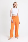 Kadın Pantolon-Orange Beli Lastikli Bol Paça Dokuma Pantolon 4284-1-rulem