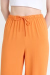 Kadın Pantolon-Orange Beli Lastikli Bol Paça Dokuma Pantolon 4284-1-rulem