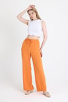 Kadın Pantolon-Orange Beli Lastikli Bol Paça Dokuma Pantolon 4284-1-rulem
