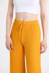 Kadın Pantolon-Orange Geniş Paça Dökümlü Bürümcük Kumaş Pantolon 326-rulem