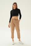 Kadın Pantolon-Paça Püskül Pantolon 4228 Camel -rulem