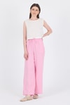 Kadın Pantolon-Pembe  %100 Pamuk Müslin Palazzo/Bol Paça Pantolon 8056A-rulem
