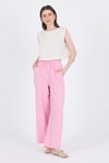 Kadın Pantolon-Pembe  %100 Pamuk Müslin Palazzo/Bol Paça Pantolon 8056A-rulem