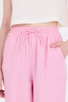 Kadın Pantolon-Pembe  %100 Pamuk Müslin Palazzo/Bol Paça Pantolon 8056A-rulem