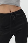 Kadın Pantolon-Siyah Geniş Paça Beli Bağcıklı Kadın Pantolon 8246A-rulem