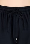 Kadın Pantolon-Siyah Müslin %100 Pamuk Beli Lastikli Pantolon 8055A-rulem
