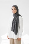 Kadın Şal-Pliseli Bambu Şal 5673 Koyu Gri -rulem