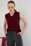 Kadın Süveter-Bordo Oversize V Yaka Kadın Süveter 2292-rulem