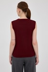 Kadın Süveter-Bordo Oversize V Yaka Kadın Süveter 2292-rulem