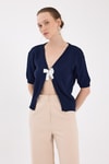 Kadın Süveter-Laci Fiyonk Detaylı Crop Triko Kadın Bluz 2415-rulem