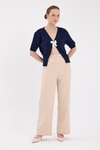 Kadın Süveter-Laci Fiyonk Detaylı Crop Triko Kadın Bluz 2415-rulem