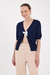 Kadın Süveter-Laci Fiyonk Detaylı Crop Triko Kadın Bluz 2415-rulem
