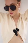 Kadın Süveter-Natural Fiyonk Detaylı Crop Triko Kadın Bluz 2415-rulem