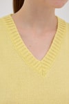 Kadın Süveter-Sarı Oversize V Yaka Kadın Süveter 2292-rulem
