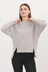 Kadın Sweatshirt-Açık Gri Bisiklet Yaka Parçalı Oysho Sweat 3000-rulem