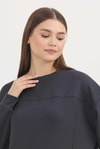 Kadın Sweatshirt-Antrasit Bisiklet Yaka Parçalı Oysho Sweat 3000-rulem