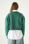 Kadın Sweatshirt-Bisiklet Yaka Crop Sweat 9210M Benetton Yeşili -rulem