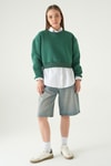 Kadın Sweatshirt-Bisiklet Yaka Crop Sweat 9210M Benetton Yeşili -rulem