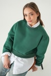 Kadın Sweatshirt-Bisiklet Yaka Crop Sweat 9210M Benetton Yeşili -rulem
