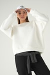 Kadın Sweatshirt-Bisiklet Yaka Sweat 1029 Beyaz -rulem
